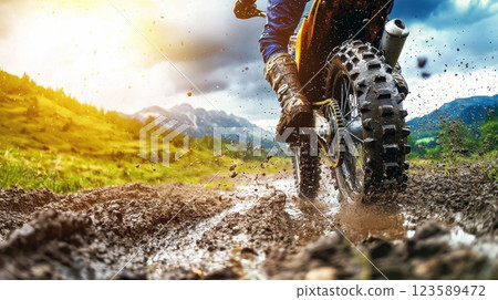 Muddy Trails Thrilling Dirt Bike Racing Adventure Photography 123589472