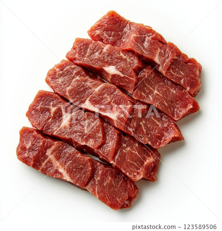 Thinly Sliced Beef for Korean Barbecue Culinary Arts Clipart Clean Background High-Quality Visual Thinly Sliced Beef for Korean Barbecue Culinary Arts Clipart Clean Background High-Quality Visual 123589506