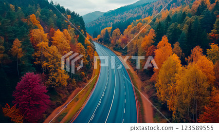 Autumn road landscape in beautiful nature Autumn road landscape in beautiful nature 123589555