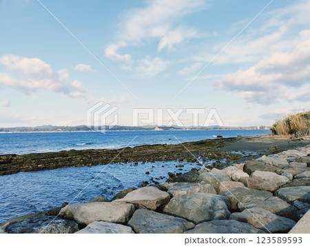 sea seen from the coast 123589593