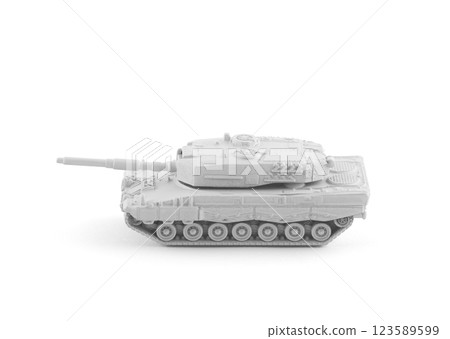 Modern white tank toy miniature isolated on white background with clipping path Modern white tank toy miniature isolated on white background with clipping path 123589599