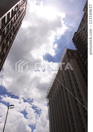 Summer clouds and buildings in Sao Paulo Brazil 123589637