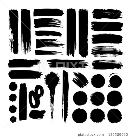 A detailed set of textured brush strokes with varied sizes and patterns. Ideal for branding, posters, and creative projects. A detailed set of textured brush strokes with varied sizes and patterns. Ideal for branding, posters, and creative projects. 123589930