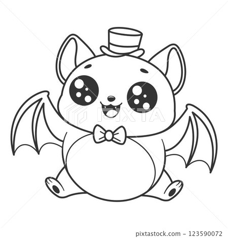 Fat bat flying happily, for coloring Fat bat flying happily, for coloring 123590072