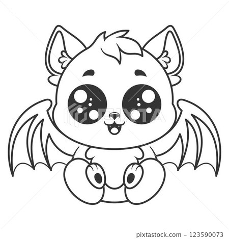 The bat feels happy and smiles, for coloring The bat feels happy and smiles, for coloring 123590073