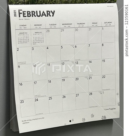 An easy-to-read calendar on the wall An easy-to-read calendar on the wall 123590161