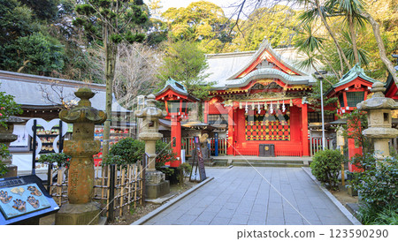 湘南（藤澤市、鎌倉市）的江之島神社的初春 123590290