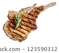 Pork chop with rosemary top view isolated 123590312