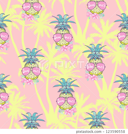 Cute seamless print with pineapples Cute seamless print with pineapples 123590558
