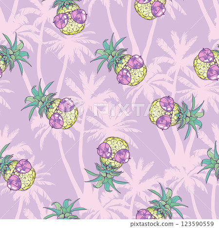 Cute seamless print with pineapples Cute seamless print with pineapples 123590559