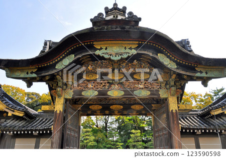 京都世界遺產:唐門、二之丸禦殿正門 京都世界遺產:唐門、二之丸禦殿正門 123590598