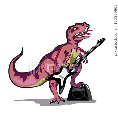 Illustration of Tyrannosaurus Rex playing the guitar. Illustration of Tyrannosaurus Rex playing the guitar. 123590605