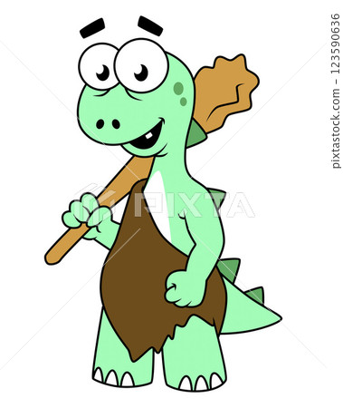 A cartoon Tyrannosaurus Rex caveman. 123590636