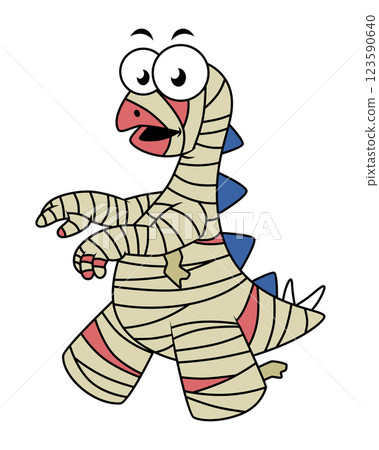 A cartoon Stegosaurus dressed up as a mummy. A cartoon Stegosaurus dressed up as a mummy. 123590640