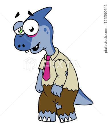 A cartoon Parasaurolophus dressed up as a zombie. A cartoon Parasaurolophus dressed up as a zombie. 123590641