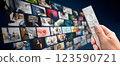 Media concept video wall with small screens 123590721
