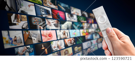 Media concept video wall with small screens 123590721