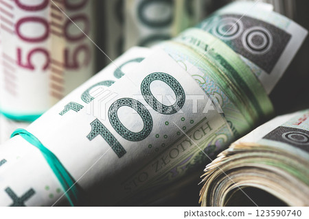 Polish 100 banknotes, polish money 123590740