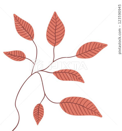 Decorative tree branch with red leaves 123590945