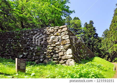 Stone wall of Shimizu Gate ruins, Aoba Castle ruins, Sendai, the city of trees 123591031