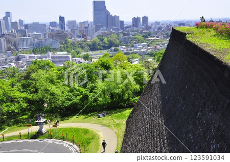 Sendai, the City of Trees: Aoba Castle Ruins, Northwest Stone Wall of the Main Citadel Sendai, the City of Trees: Aoba Castle Ruins, Northwest Stone Wall of the Main Citadel 123591034