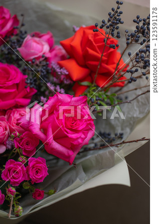 Beautiful Bouquet of magenta fuchsia color roses Beautiful Bouquet of magenta fuchsia color roses 123591178