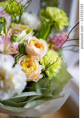 Vibrant Floral Arrangement Featuring a Variety of Colorful Blooms 123591183