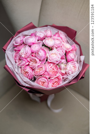 Beautiful Pink ranunculus Bouquet close up 123591184