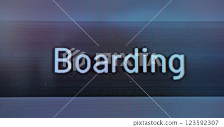 Close Up of Arrival and Departure Information Display Changing Status on Final Call 123592307
