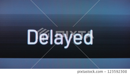 Arrival and Departure Information Screen Changing Status of Plane Flight. Delayed Flight 123592308