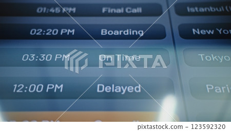 International Airport Terminal: Arrival and Departure Information Screen 123592320