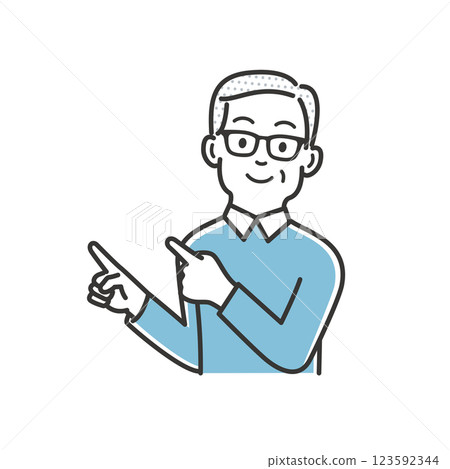 Illustration material of an elderly man pointing at something 123592344