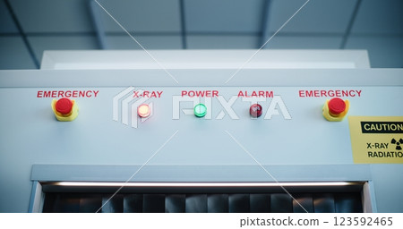 Advanced Metal Detector X-ray Scanner with Illuminated Indicators on Control Panel 123592465