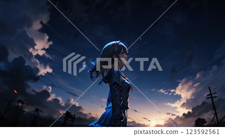 night sky and girl 123592561