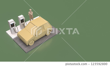 The EV Station and Car for Technology or Transportation concept 3d Rendering. 123592800