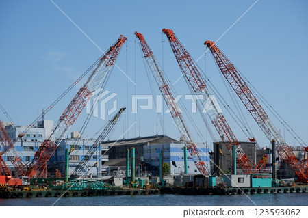 A crane ship moored in an industrial area A crane ship moored in an industrial area 123593062