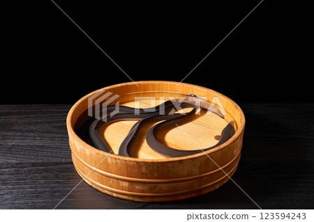 Eel swimming in a bucket 123594243