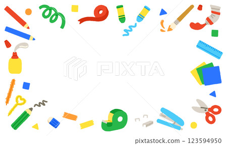 工藝材料，文具，可愛，背景材料，插圖，手繪 123594950