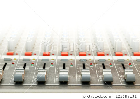 Mixing console for controlling the volume, frequencies.Place for text 123595131