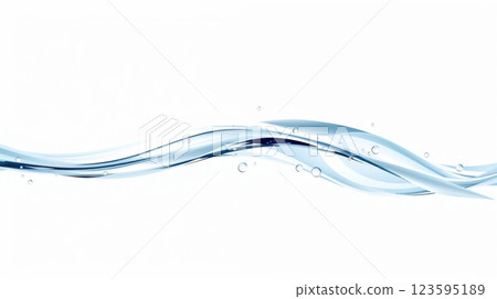 transparent water wave with air bubbles on white background 123595189