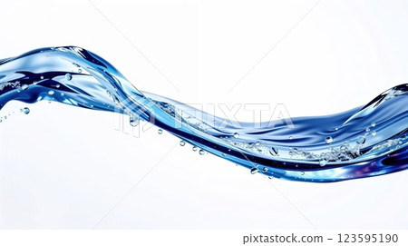 transparent water wave with air bubbles on white background 123595190