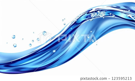 transparent water wave with air bubbles on white background transparent water wave with air bubbles on white background 123595213