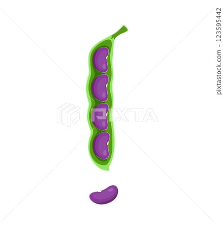 Cartoon farm font or agriculture harvest vegetable typeface, vector English alphabet type. Kids funny farm font of kidney bean pod as exclamation mark as punctuation sign for farming alphabet type 123595442