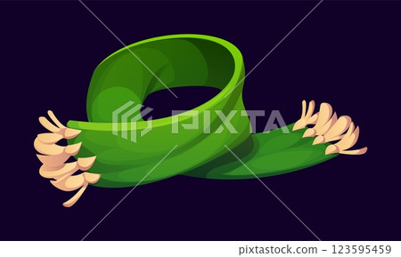 St Patrick day and Irish holiday green scarf of leprechaun costume, cartoon vector. Saint Patrick festival and Ireland national holiday traditional green scarf for Irish patriotic clothing garment 123595459