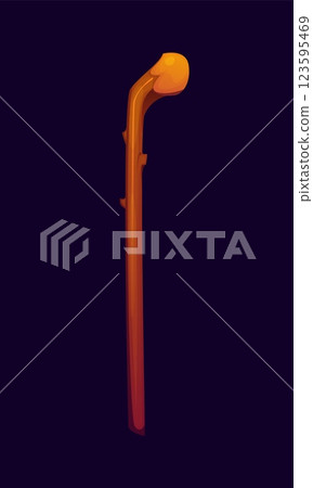 St Patrick day and Irish holiday symbol of blackthorn walking stick, cartoon vector. Saint Patrick day festival and Irish national holiday celebration symbol of Irish Shillelagh cane or walking stick 123595469