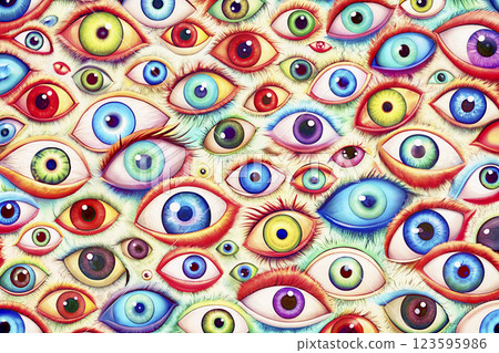 Various colored abstract serious thinking observing human eyes 123595986