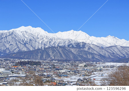 The Northern Alps in winter as seen from Omachi Mountain Museum The Northern Alps in winter as seen from Omachi Mountain Museum 123596296