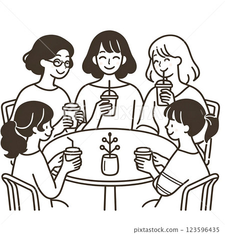 Women having tea in a cafe 123596435