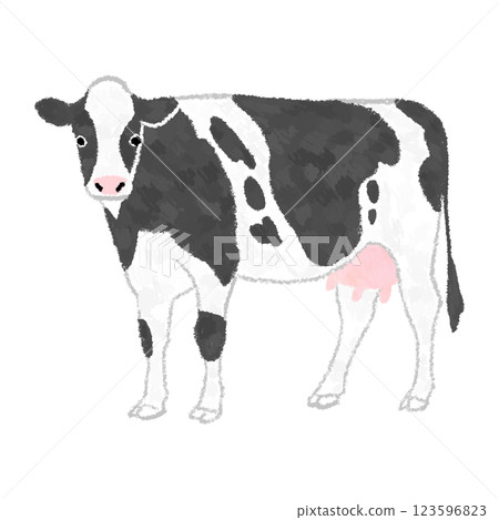 Hand-drawn illustration of a dairy cow 123596823