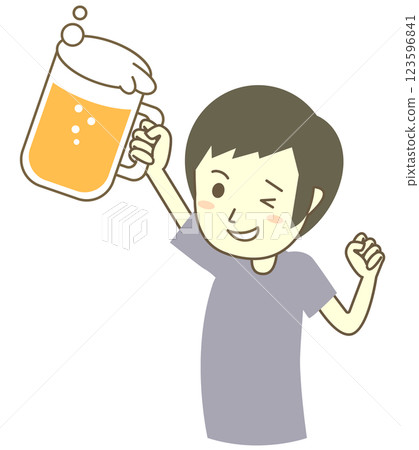 Man having fun holding beer Man having fun holding beer 123596841